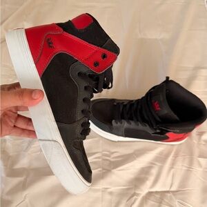 Supras Black & Red High-Top Sneakers
